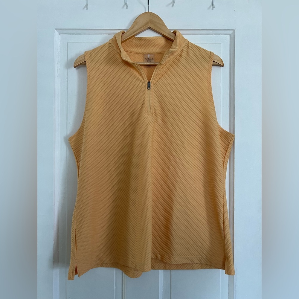 Calia XXL Sleeveless Lightweight Quarter Zip Polo Athletic Top Athleisure